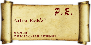 Palme Radó névjegykártya